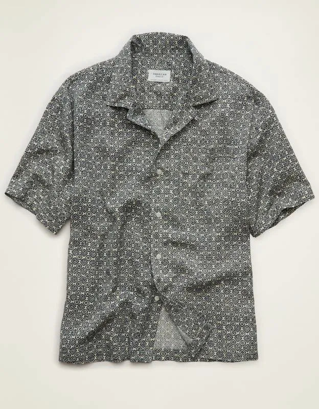 AE Relaxed Fit Camp Collar Button-Up Shirt
