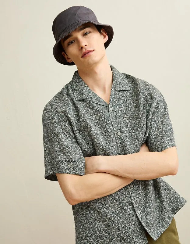 AE Relaxed Fit Camp Collar Button-Up Shirt