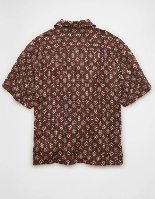 AE Relaxed Fit Camp Collar Button-Up Shirt