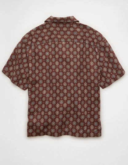 AE Relaxed Fit Camp Collar Button-Up Shirt