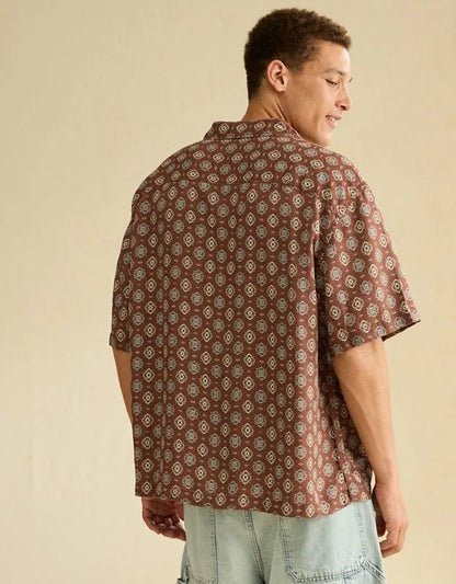 AE Relaxed Fit Camp Collar Button-Up Shirt