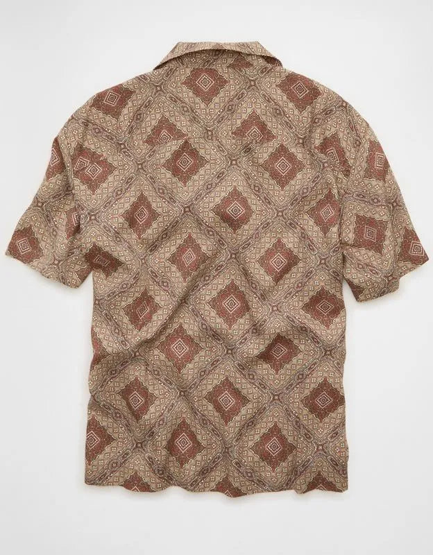 AE Relaxed Fit Camp Collar Button-Up Shirt