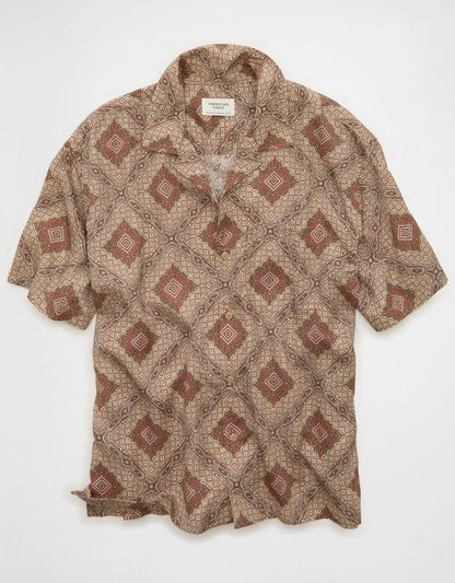 AE Relaxed Fit Camp Collar Button-Up Shirt