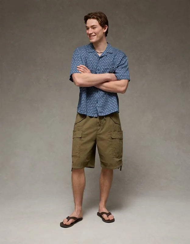 AE Relaxed Fit Camp Collar Button-Up Shirt