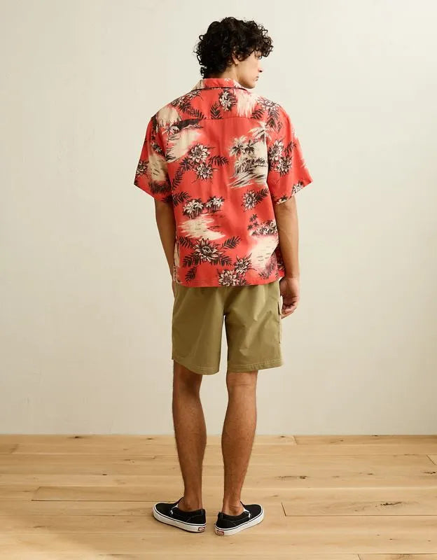 AE Relaxed Fit Camp Collar Button-Up Shirt