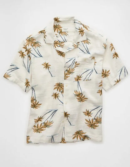 AE Relaxed Short-Sleeve Button-Up Shirt