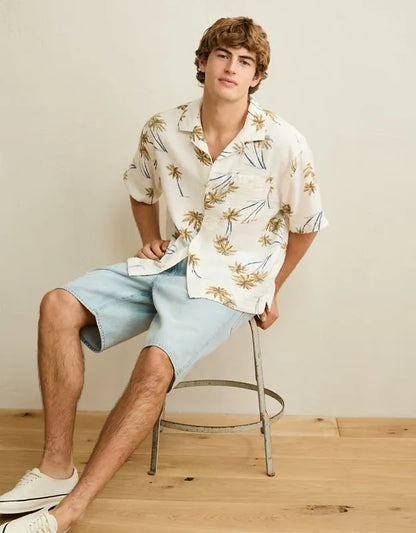 AE Relaxed Short-Sleeve Button-Up Shirt
