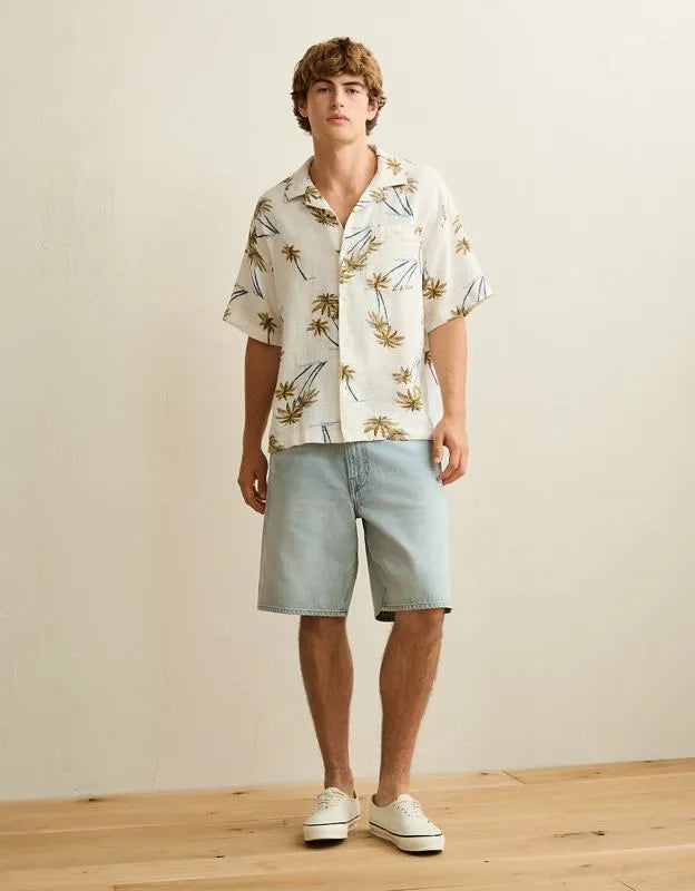 AE Relaxed Short-Sleeve Button-Up Shirt