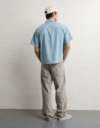 AE Relaxed Fit Camp Collar Button-Up Shirt