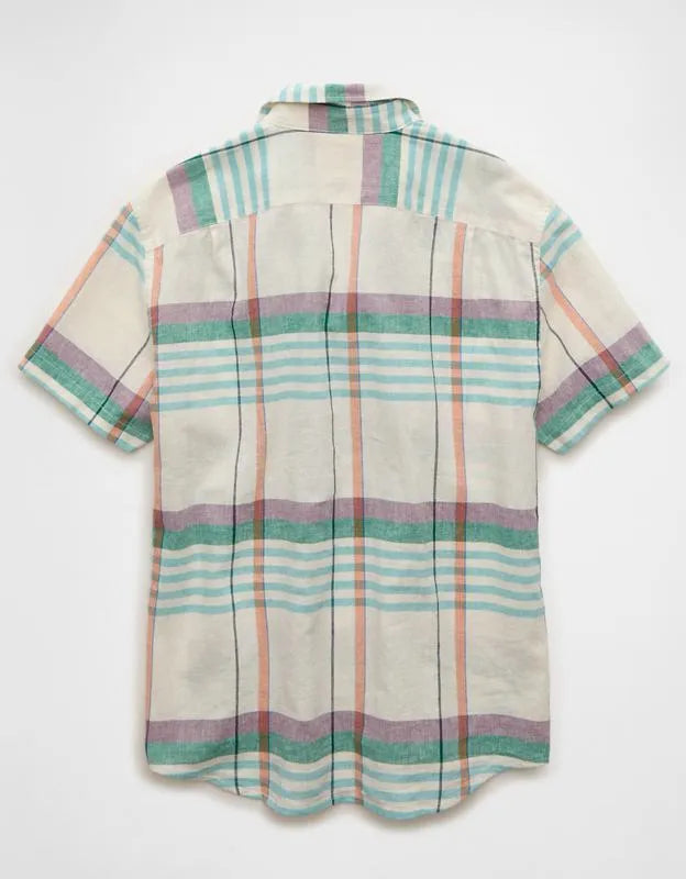 AE Standard Fit Linen-Blend Button-Up Shirt