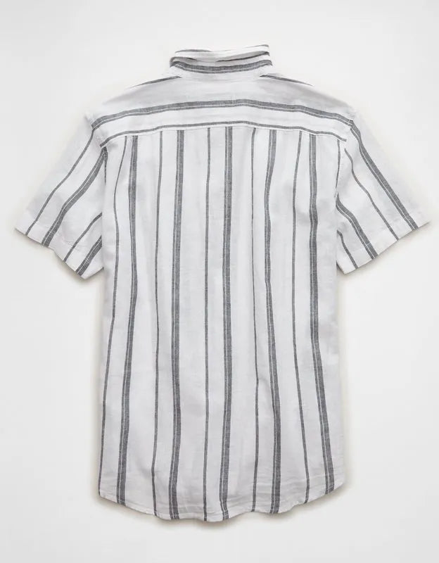 AE Standard Fit Linen-Blend Button-Up Shirt