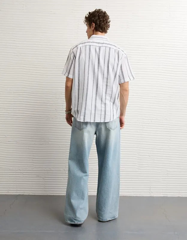 AE Standard Fit Linen-Blend Button-Up Shirt