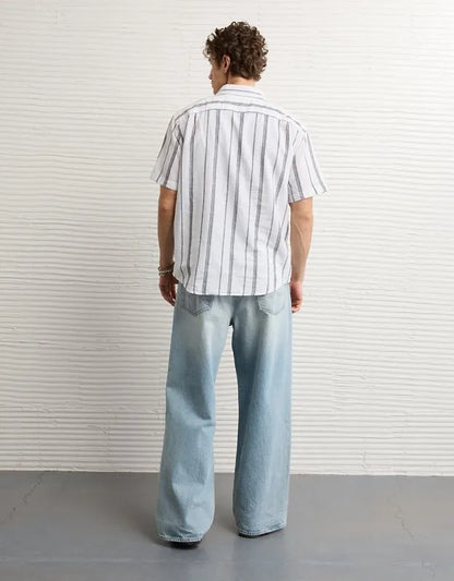 AE Standard Fit Linen-Blend Button-Up Shirt