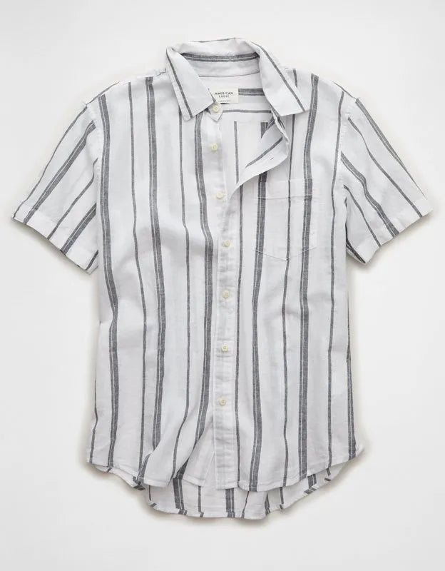 AE Standard Fit Linen-Blend Button-Up Shirt