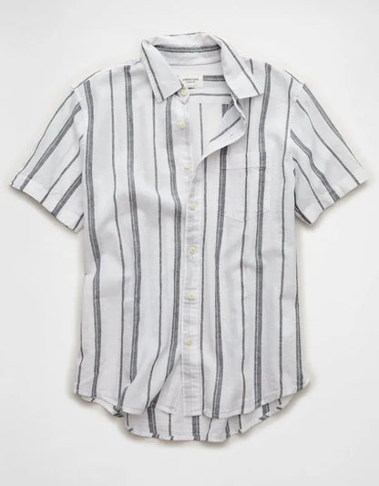 AE Standard Fit Linen-Blend Button-Up Shirt