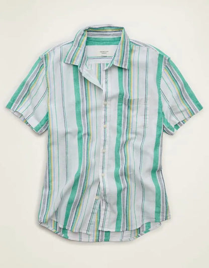 AE Standard Fit Linen-Blend Button-Up Shirt