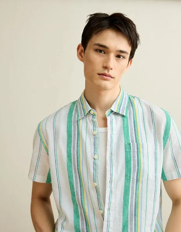 AE Standard Fit Linen-Blend Button-Up Shirt