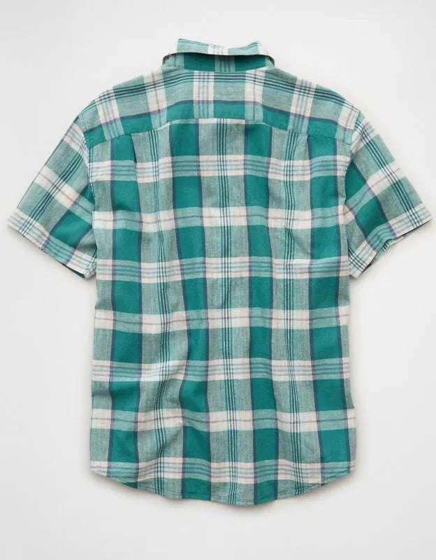 AE Standard Fit Linen-Blend Button-Up Shirt