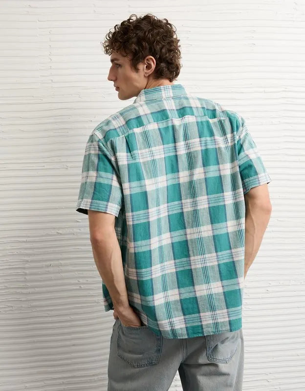 AE Standard Fit Linen-Blend Button-Up Shirt
