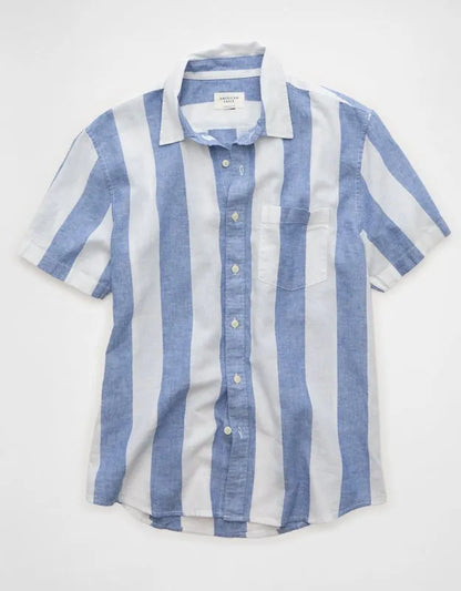 AE Standard Fit Linen-Blend Button-Up Shirt
