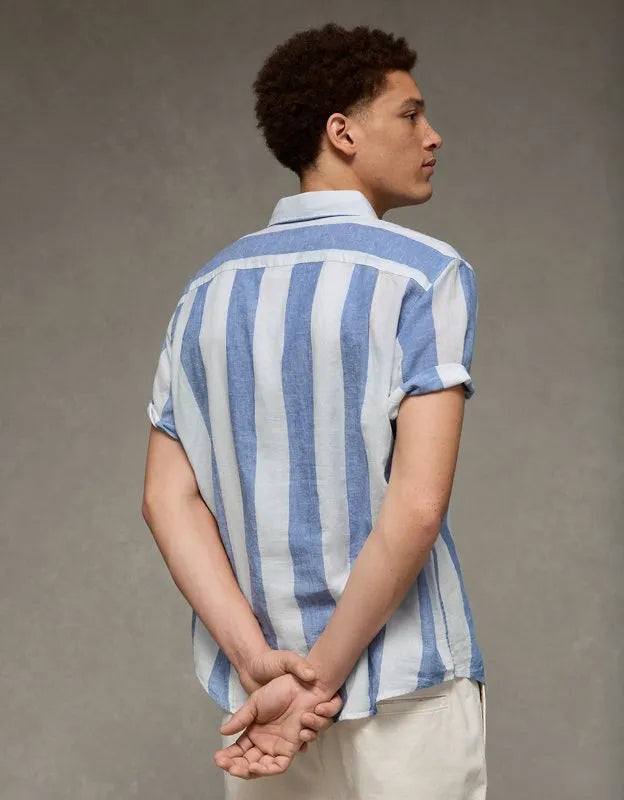 AE Standard Fit Linen-Blend Button-Up Shirt