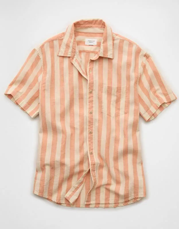 AE Standard Fit Linen-Blend Button-Up Shirt