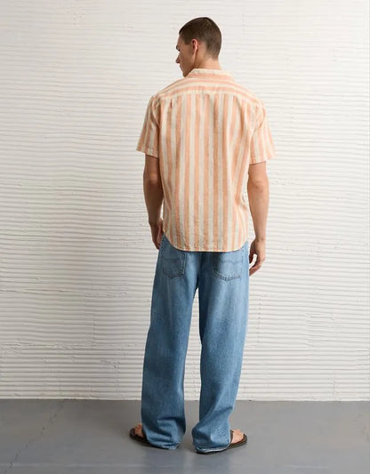 AE Standard Fit Linen-Blend Button-Up Shirt
