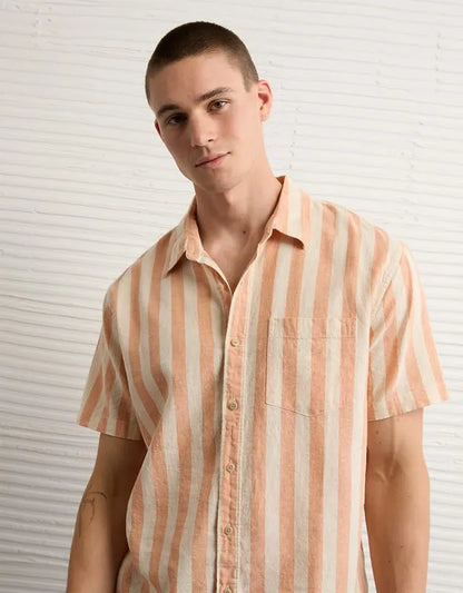 AE Standard Fit Linen-Blend Button-Up Shirt