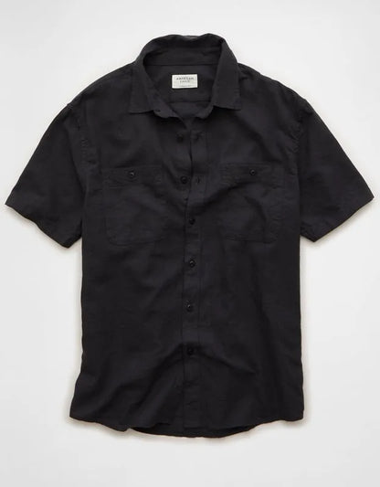 AE Standard Fit Linen-Blend Button-Up Shirt