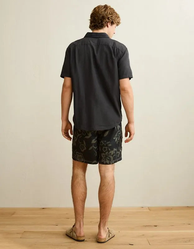 AE Standard Fit Linen-Blend Button-Up Shirt