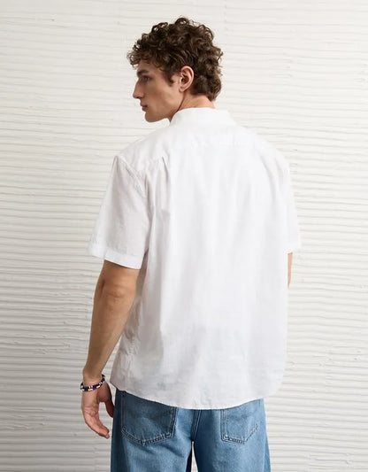 AE Standard Fit Linen-Blend Button-Up Shirt