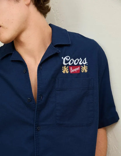 AE Relaxed Coors Light Camp Collar Button-Up Shirt