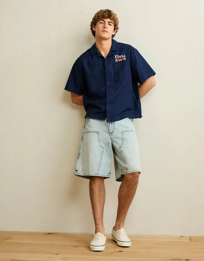 AE Relaxed Coors Light Camp Collar Button-Up Shirt