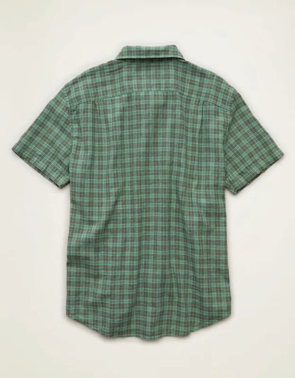 AE Standard Fit Linen-Blend Short-Sleeve Button-Up Shirt