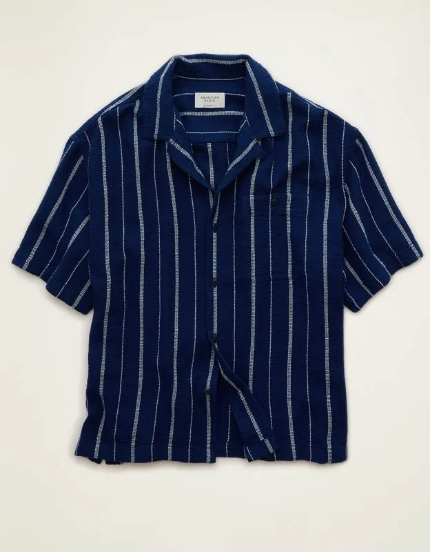AE Relaxed Fit Camp Collar Button-Up Shirt