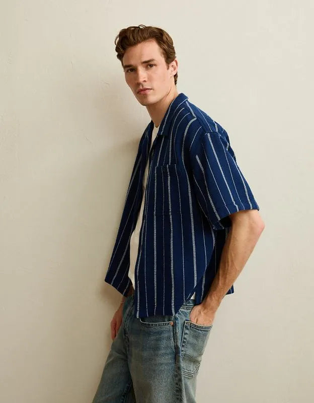AE Relaxed Fit Camp Collar Button-Up Shirt
