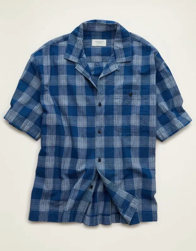 AE Relaxed Fit Camp Collar Button-Up Shirt