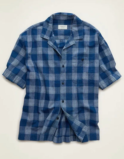 AE Relaxed Fit Camp Collar Button-Up Shirt