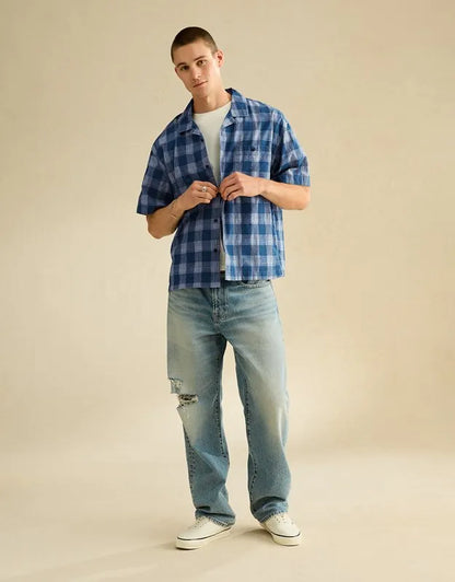 AE Relaxed Fit Camp Collar Button-Up Shirt