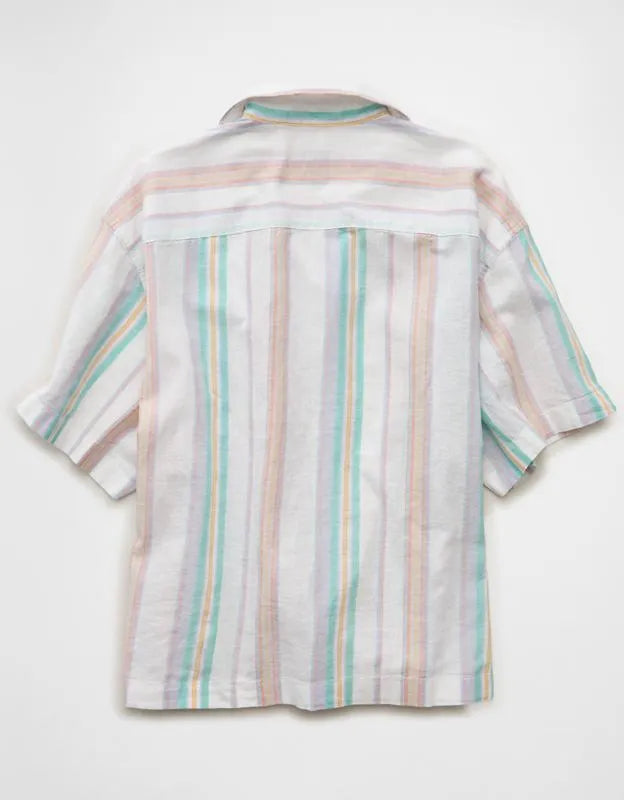 AE Pride Relaxed Fit Oxford Camp Collar Button-Up Shirt