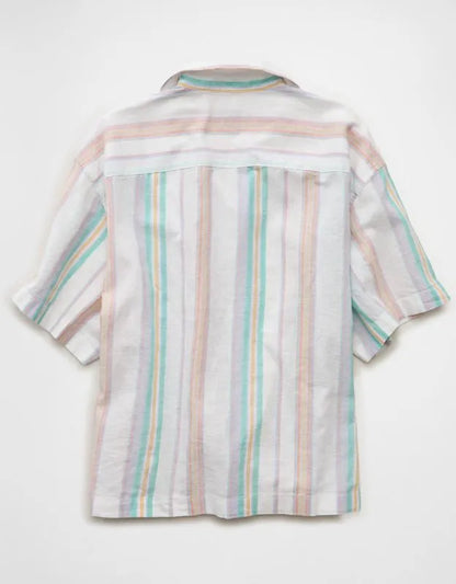 AE Pride Relaxed Fit Oxford Camp Collar Button-Up Shirt