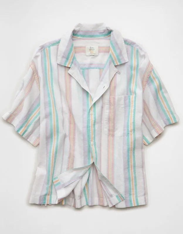 AE Pride Relaxed Fit Oxford Camp Collar Button-Up Shirt