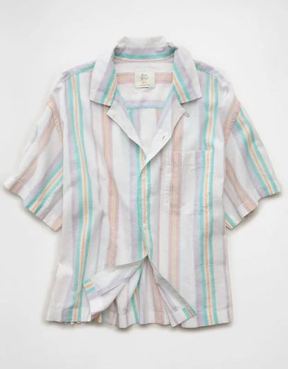 AE Pride Relaxed Fit Oxford Camp Collar Button-Up Shirt