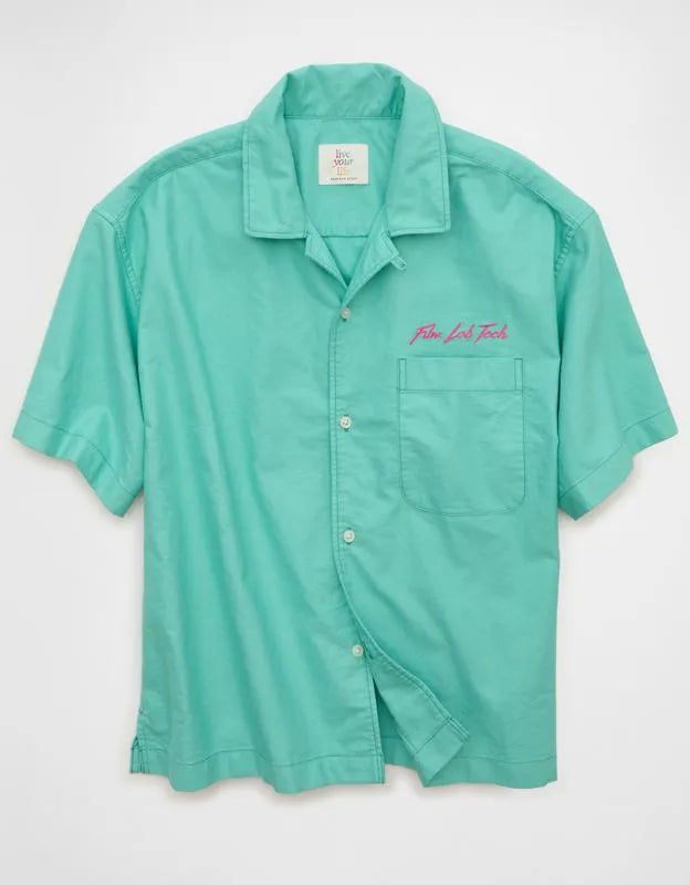 AE Pride Relaxed Fit Oxford Camp Collar Button-Up Shirt