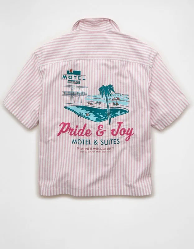 AE Pride Relaxed Fit Oxford Camp Collar Button-Up Shirt