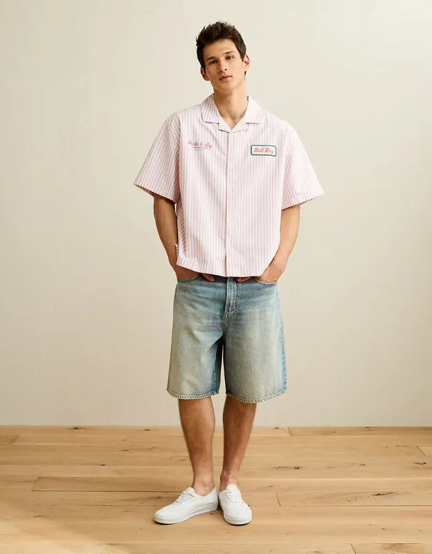 AE Pride Relaxed Fit Oxford Camp Collar Button-Up Shirt
