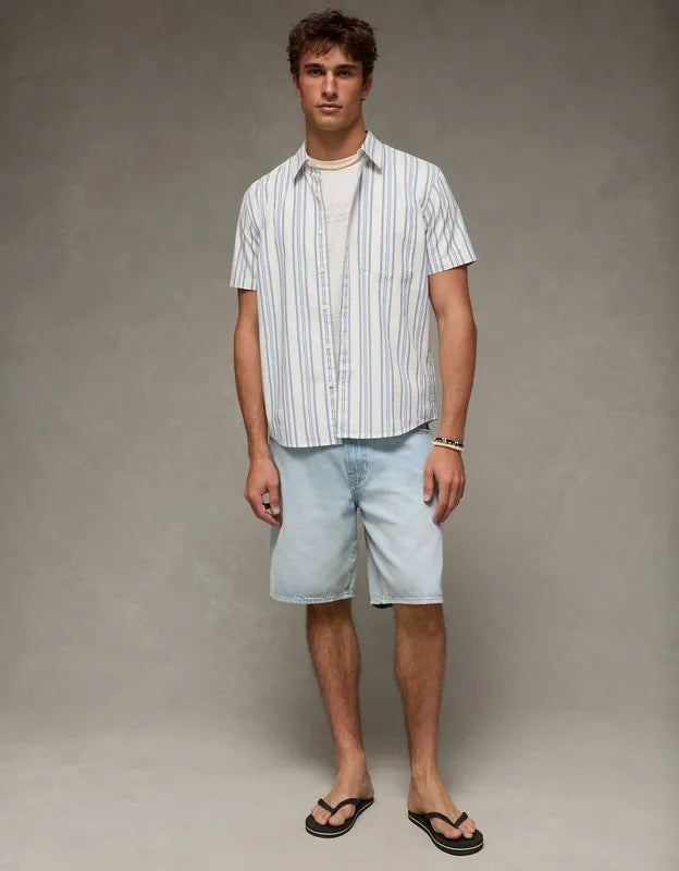 AE Slim Fit Poplin Short-Sleeve Button-Up Shirt