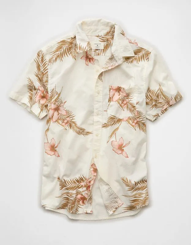 AE Slim Fit Poplin Short-Sleeve Button-Up Shirt