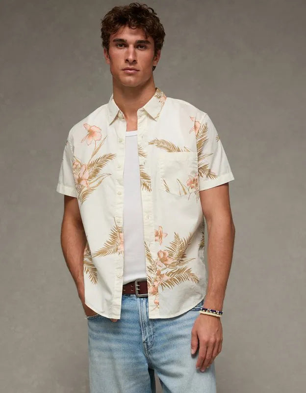 AE Slim Fit Poplin Short-Sleeve Button-Up Shirt