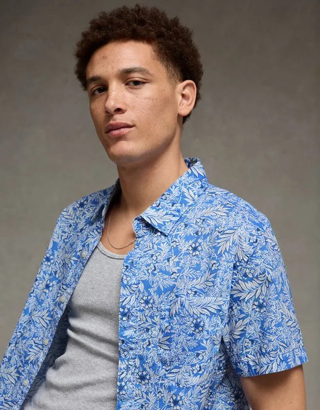 AE Slim Fit Poplin Short-Sleeve Button-Up Shirt